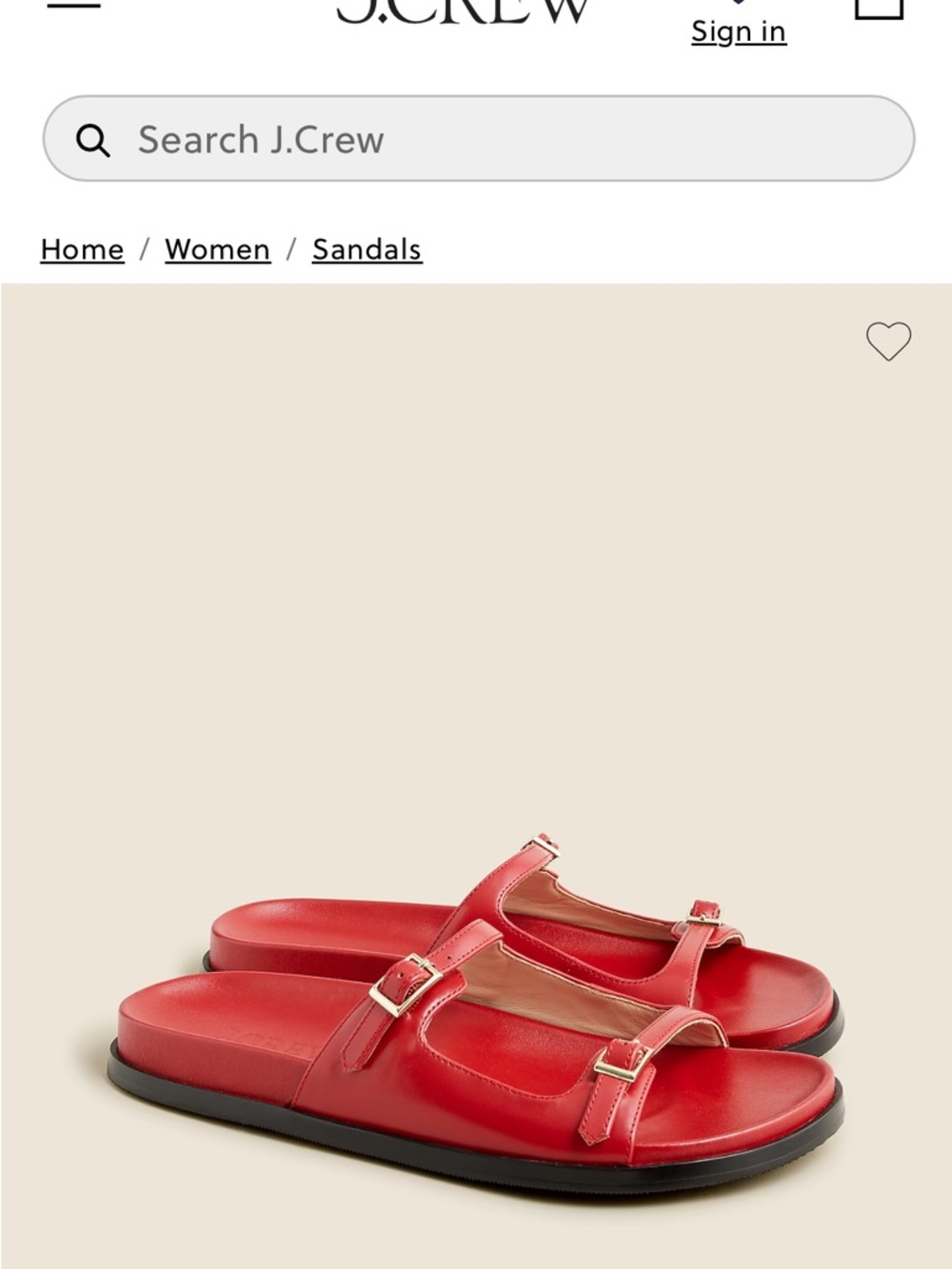 J. Crew Red Double-Buckle Slide Sandals